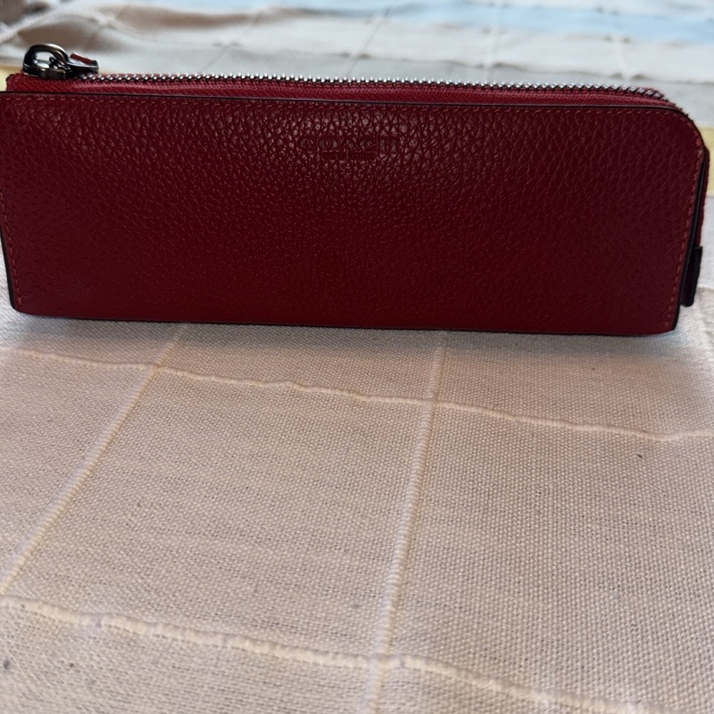 Coach Red Leather Zipper Pouch - Picture 2 of 7